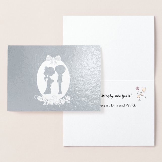Carte Dorée Salutations à l'anniversaire de vingt-cinq ans d'a (Affichage)