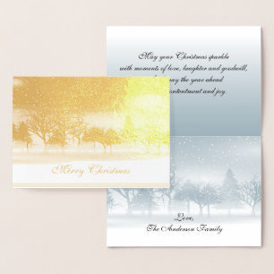 Carte Dorée Scène d'hiver de Noël