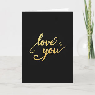 Carte dorée scintillante « Je t'aime »