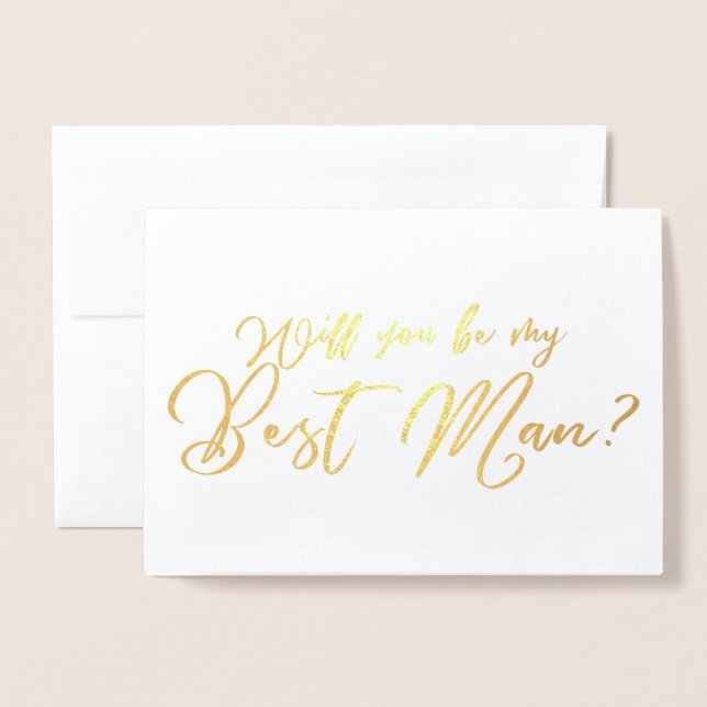 Carte Dorée Seras-tu mon témoin calligraphie chic (Devant avec enveloppe)
