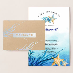 Carte Dorée Serez-vous ma demoiselle d'honneur. Plage De Luxe