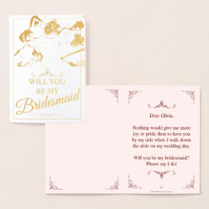 Carte Dorée Serez-vous ma demoiselle d'honneur ? Trois demoise