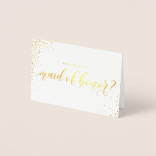 Carte Dorée Serez-vous ma femme d'honneur Script Gold Foil Car