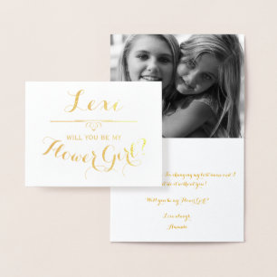 Carte Dorée Serez-Vous Ma Fille Fleur Cursive Personnalisée