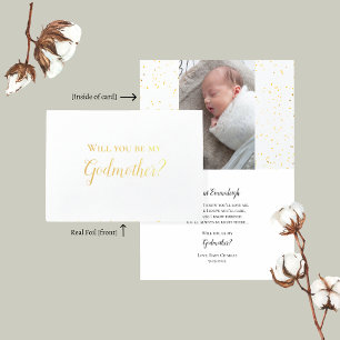 Carte Dorée Serez-Vous Ma Godmère Baby Photo Proposition Foil