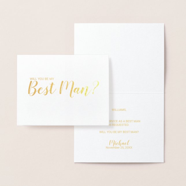 Carte Dorée Serez-Vous Mon Meilleur Homme ? Or de script moder (Affichage)