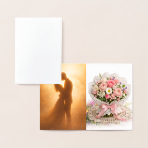 Carte Dorée Serviette de mariage coin floral