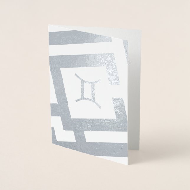 Carte Dorée Signal astrologique Gemini Argent Décor Texte pers (Devant)
