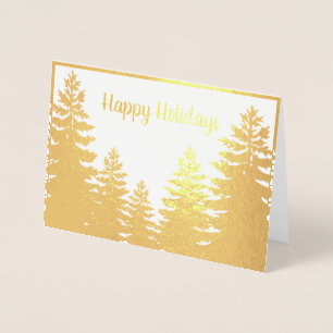Carte Dorée Silhouette minimaliste de pin à feuille d'or