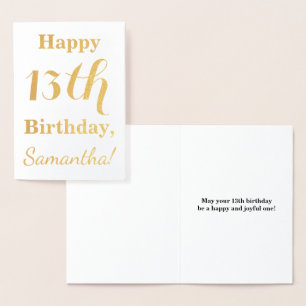 Carte Dorée Simple Gold Foil 13e anniversaire + Nom personnali