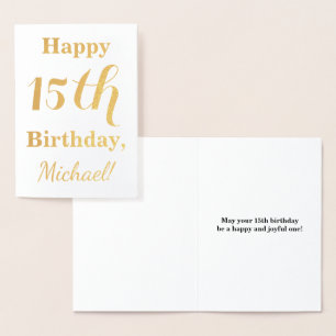 Carte Dorée Simple Gold Foil 15e anniversaire + Nom personnali