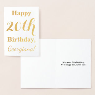 Carte Dorée Simple Gold Foil 20e anniversaire + Nom personnali