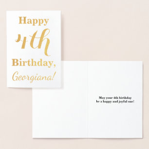 Carte Dorée Simple Gold Foil 4e anniversaire + Nom personnalis