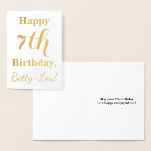 Carte Dorée Simple Gold Foil 7e anniversaire + Nom personnalis