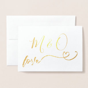 Carte Dorée Simple Gold Heart Monogram Love