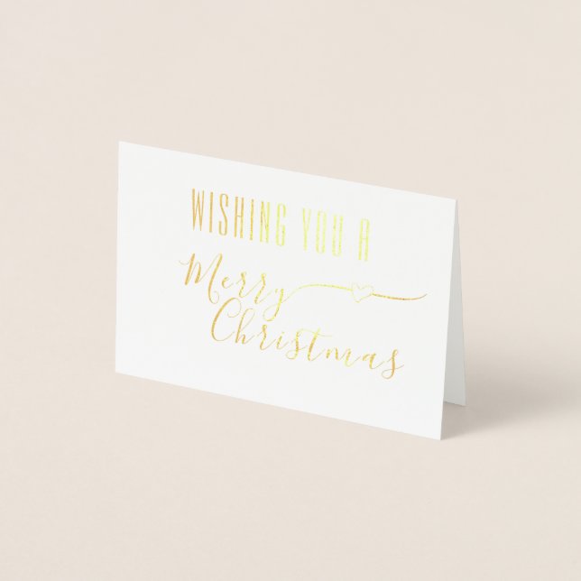 CARTE DORÉE SIMPLE JOYEUX NOËL GOLD SCRIPT XMAS VACANCES (Devant)