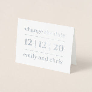 Carte Dorée Simple Moderne Changer la date Mariage Argent