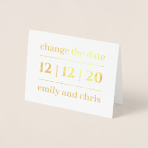 Carte Dorée Simple Moderne Changer la date Mariage Gold