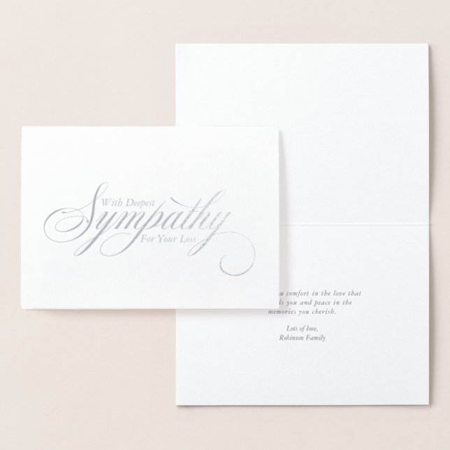 Carte Dorée Simple Script Élégant Sympathie Condoléances (Affichage)