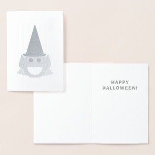 Carte Dorée Sorcière d'Halloween Mignonne Amusante Souriant He