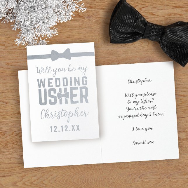 Carte Dorée Soyez mon Mariage Usher Demander une proposition d (Perfect proposal card for your Wedding Usher. Just add their name, your wedding date and a message)