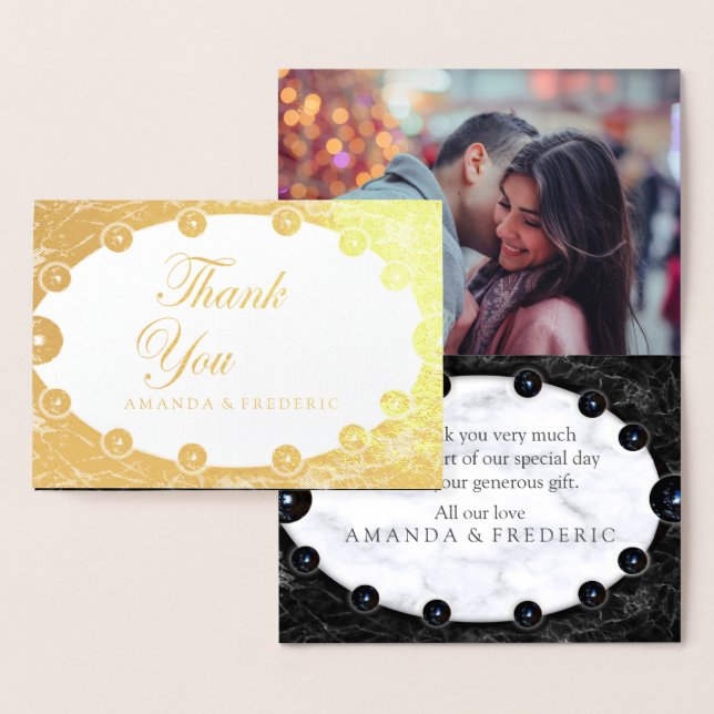 Carte Dorée Sphères de marbre blanc et noir opulent (Affichage)