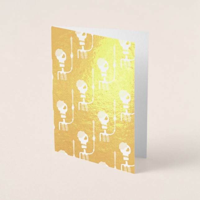 Carte Dorée squelette d'Halloween avec une épée  (Devant)