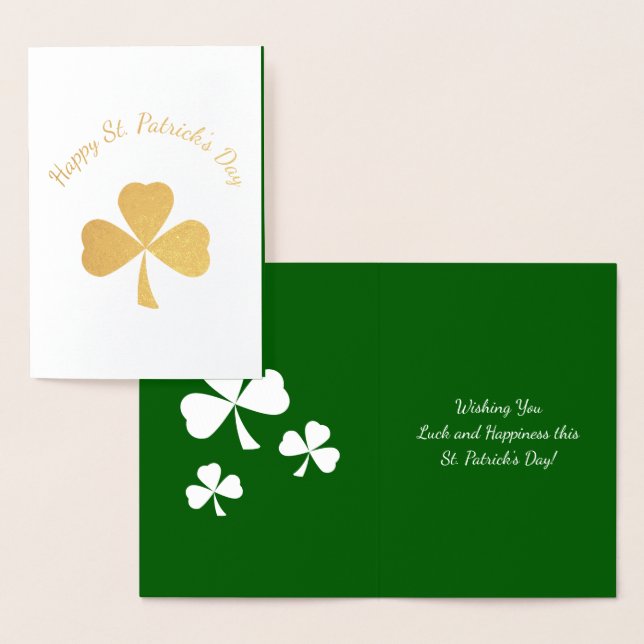 Carte Dorée St. Patrick's Day Cute Shamrock (Affichage)