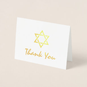Carte Dorée Star de David Bat Bar Mitzvah Merci Gold