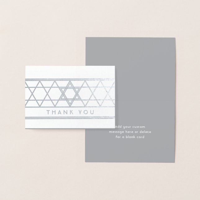 Carte Dorée Star of David Thank You Note Élégante Moderne Plié (Affichage)