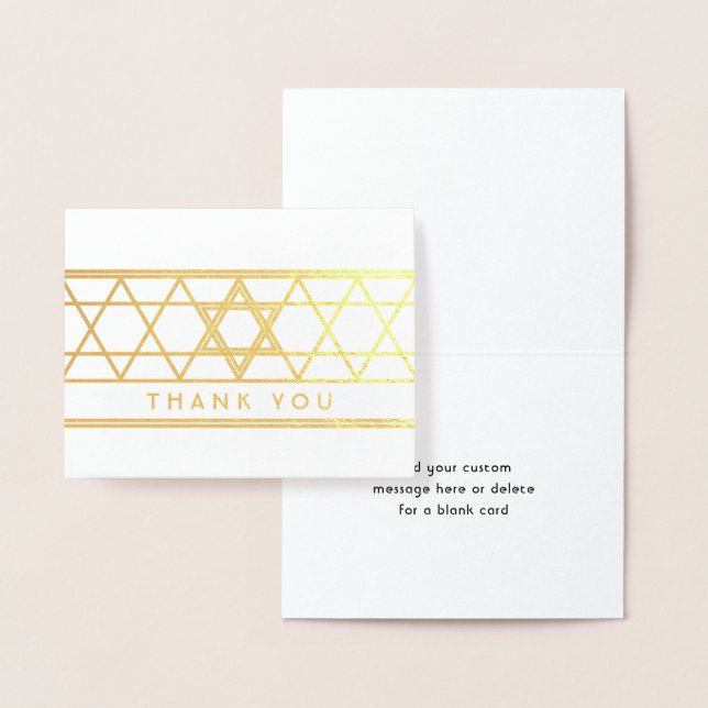 Carte Dorée Star of David Thank You Note Simple Moderne Folle (Affichage)