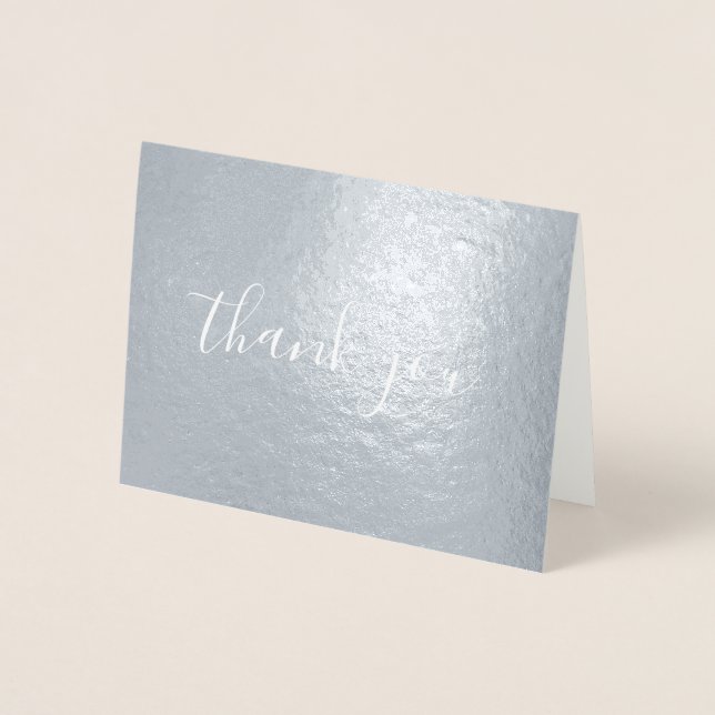Carte Dorée Style d'écriture Calligraphie Merci Argent (Devant)