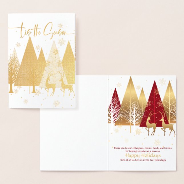 Carte Dorée Stylisé 'Tis Season Red and Gold Corporate (Affichage)
