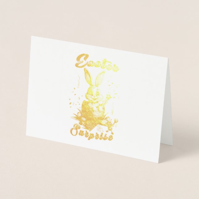 Carte Dorée Surprise de Pâques (Devant)