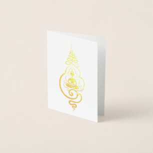Carte Dorée Symbole Bouddhiste Unalome d'illumination de Boudd