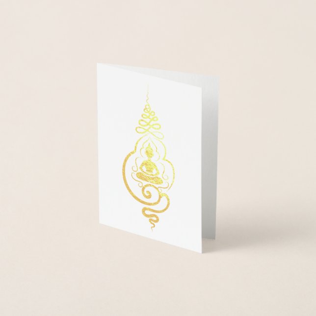 Carte Dorée Symbole Bouddhiste Unalome d'illumination de Boudd (Devant)