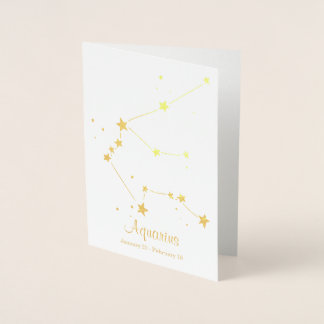 Carte Dorée SYMBOLE Zodiaque D'Huile D'Or Aquarius