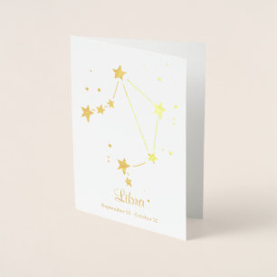 Carte Dorée Symbole Zodiaque LIBRA Gold Foil