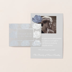 Carte Dorée Tapisserie Rose Argent Sympathie Merci Foil 2