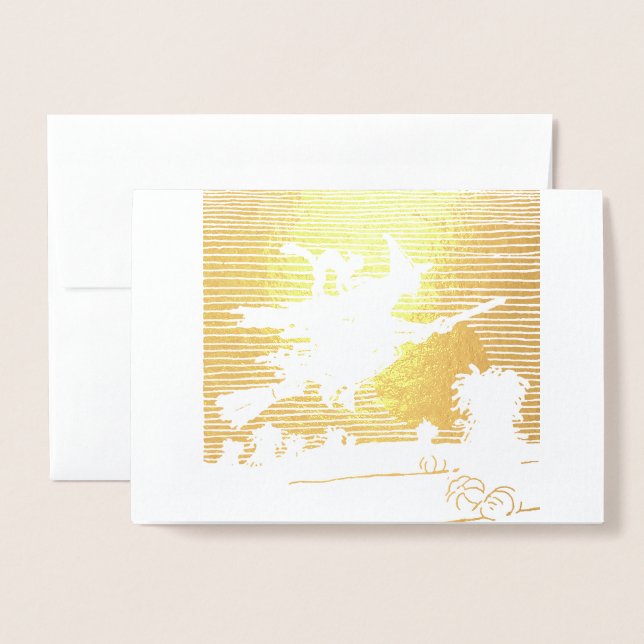 Carte Dorée TÉMOIGNEZ SUR UNE CHAMBRE HAPPY HALLOWEEN VRAI Foi (Devant avec enveloppe)