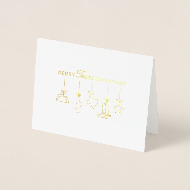 Carte Dorée Texas Joyeux ornements de Noël (Devant)