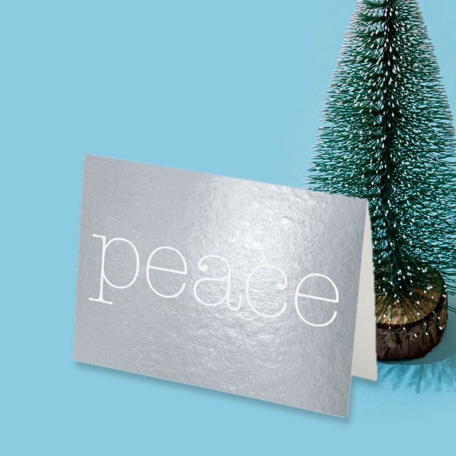 Carte Dorée texte de la machine à écrire de la lumière de paix (Deliver a shimmering message of peace this holiday season. Full front foil and white typewritertext.)