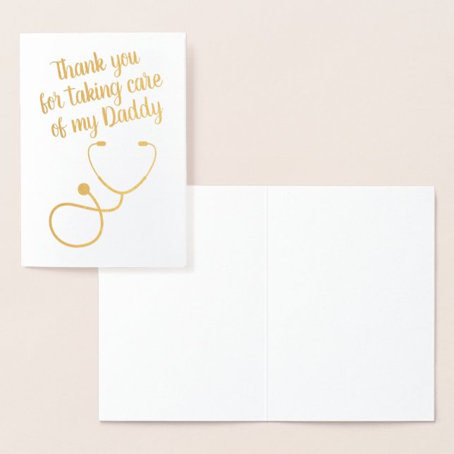 Carte Dorée Texte personnalisé Stéthoscope Docteur/Infirmière (Affichage)