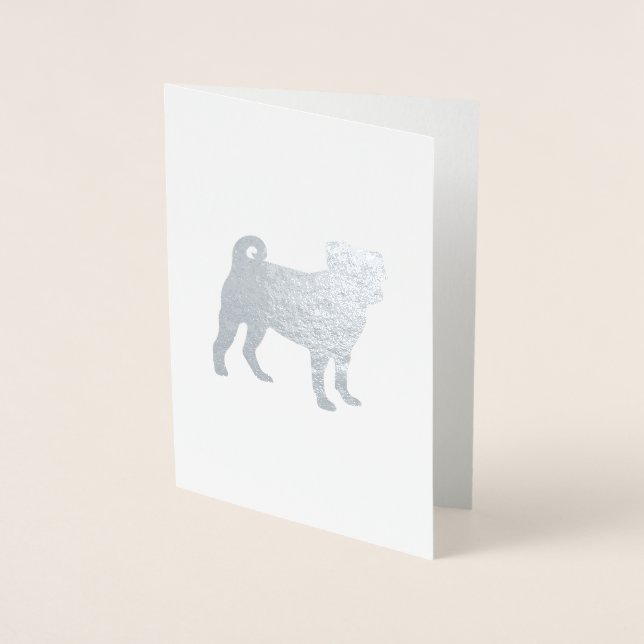 Carte Dorée Thème de la fête du chien carlin - Argent (Devant)