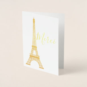 Carte Dorée Tour Eiffel Foil Merci note
