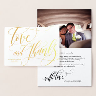 Carte Dorée Tourbillonnant Love & Merci Photo Mariage