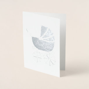 Carte Dorée Transport vintage Baby shower Cute Blue Boy