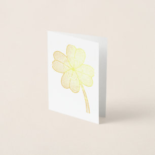 Carte Dorée Trèfle à quatre feuilles pailleté