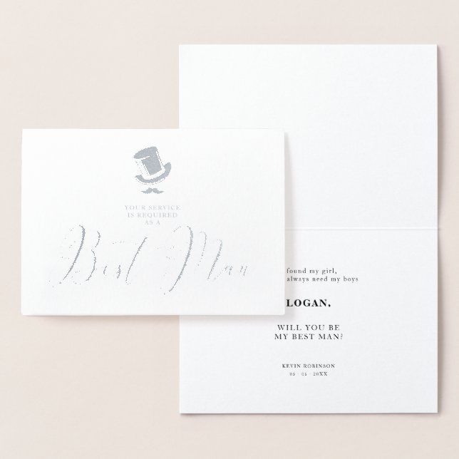 Carte Dorée Trendy Best Man Funny Wedding Minimalist  (Affichage)