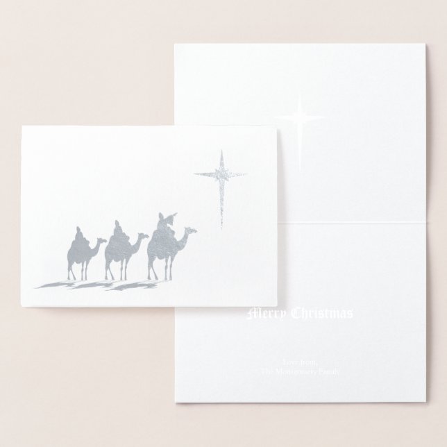 Carte Dorée Trois Sages avec Étoile de Noël Argent (Affichage)